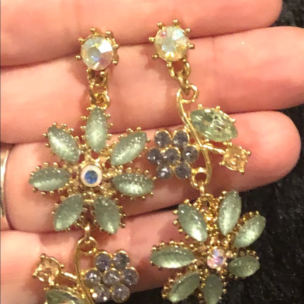 Betsey Johnson crystal flower earrings